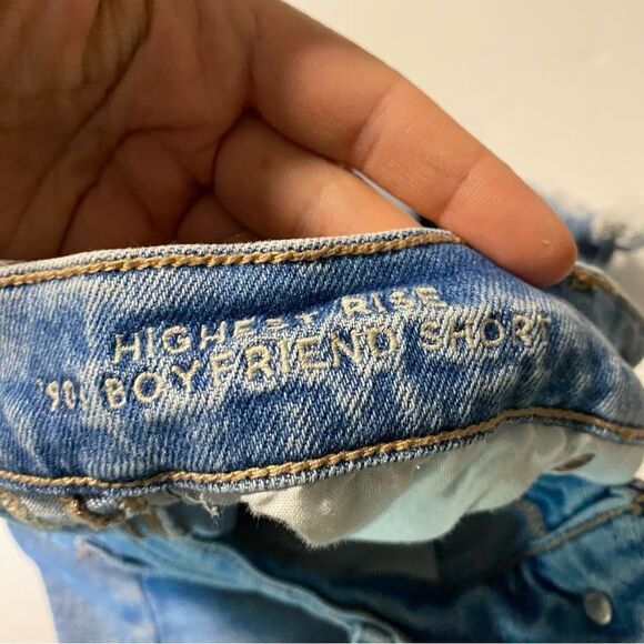 American Eagle 90s Boyfriend Highest Rise Jean Shorts fringe lyocell modal 2 - Picture 7 of 9